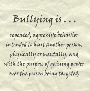 Bullying is repeated aggressive behavior to hurt another with the purpose of gaining power over the person being targeted